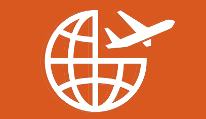 Square with a globe and airplane icon placeholder